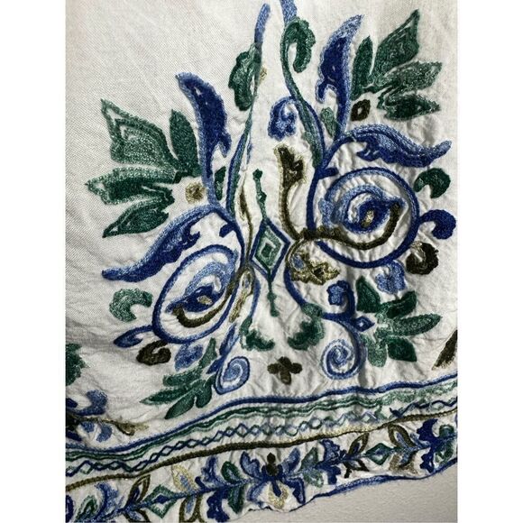 SANDRA DARREN BOHEMIAN WHITE LINED COLD SHOULDER SHIFT DRESS EMBROIDERED SIZE 12 - Picture 2 of 12